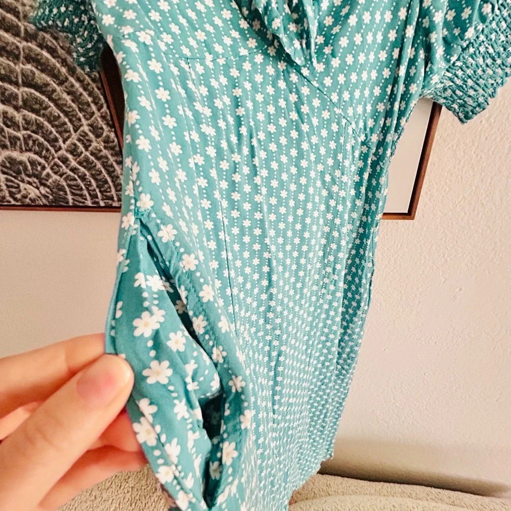 Mimi Chica Teal Floral Dress L - Picture 3 of 4